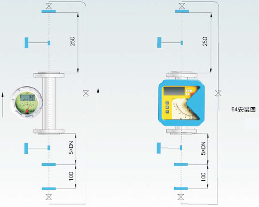垂直安裝浮子流量計54安裝圖