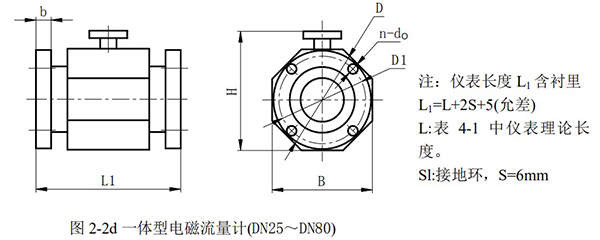 定量控制電磁流量計外形尺寸圖二